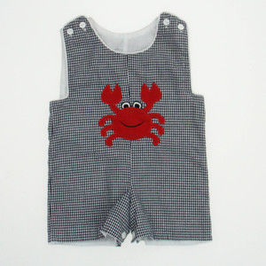 Beehave Boys Navy/White/ Red Crab Romper size: 6 Months